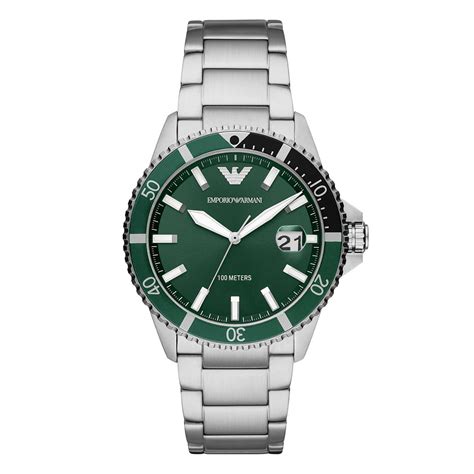 EMPORIO ARMANI Automatic Stainless Steel Watch Green Dial.